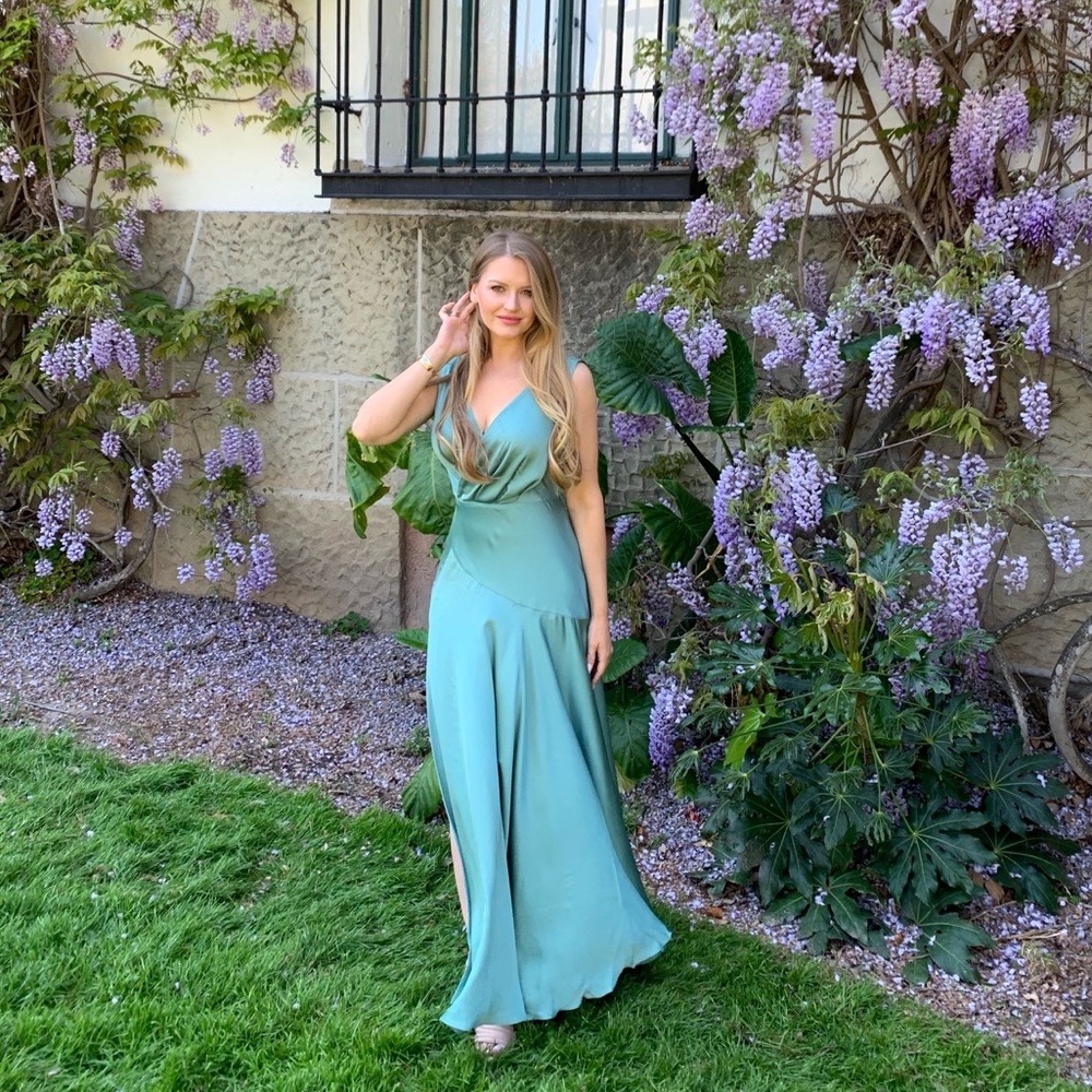 Fame and Partner Escala sage custom dress